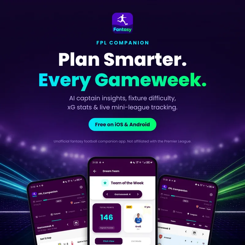 FPL Companion — plan smarter every gameweek with AI captain insights, fixture difficulty and xG stats